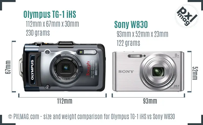 Olympus TG-1 iHS vs Sony W830 size comparison