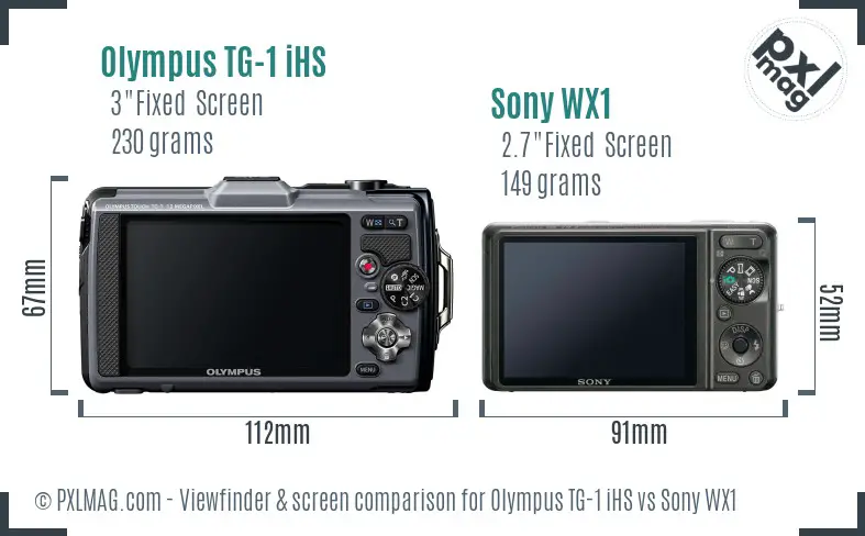 Olympus TG-1 iHS vs Sony WX1 Screen and Viewfinder comparison