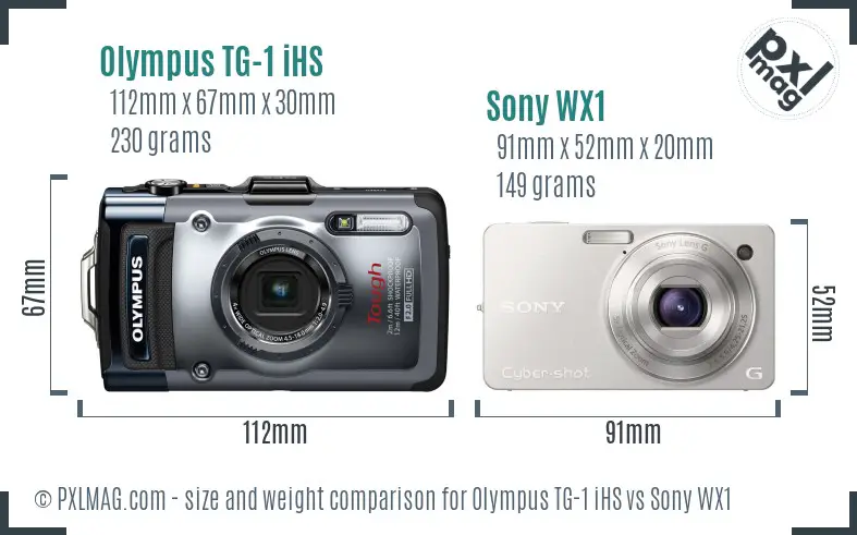 Olympus TG-1 iHS vs Sony WX1 size comparison