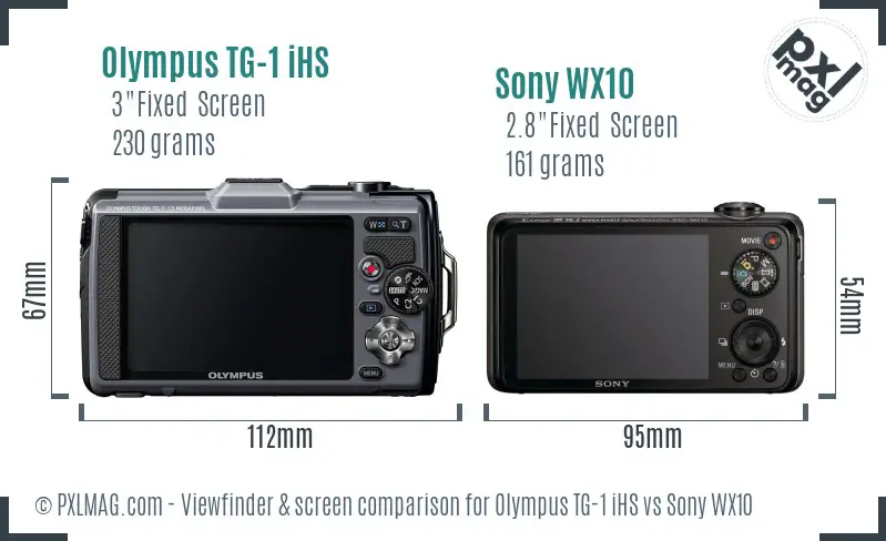 Olympus TG-1 iHS vs Sony WX10 Screen and Viewfinder comparison