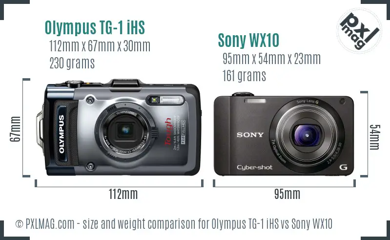 Olympus TG-1 iHS vs Sony WX10 size comparison