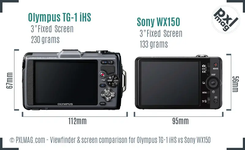 Olympus TG-1 iHS vs Sony WX150 Screen and Viewfinder comparison