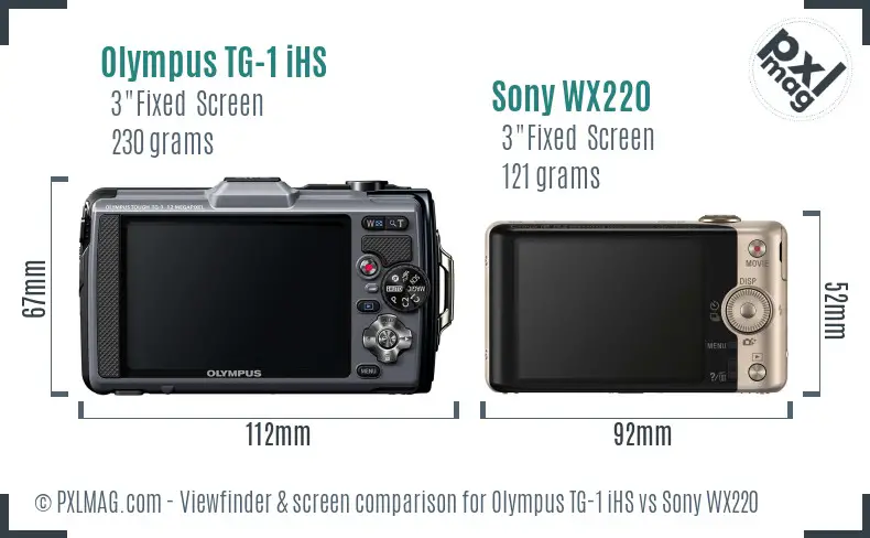 Olympus TG-1 iHS vs Sony WX220 Screen and Viewfinder comparison