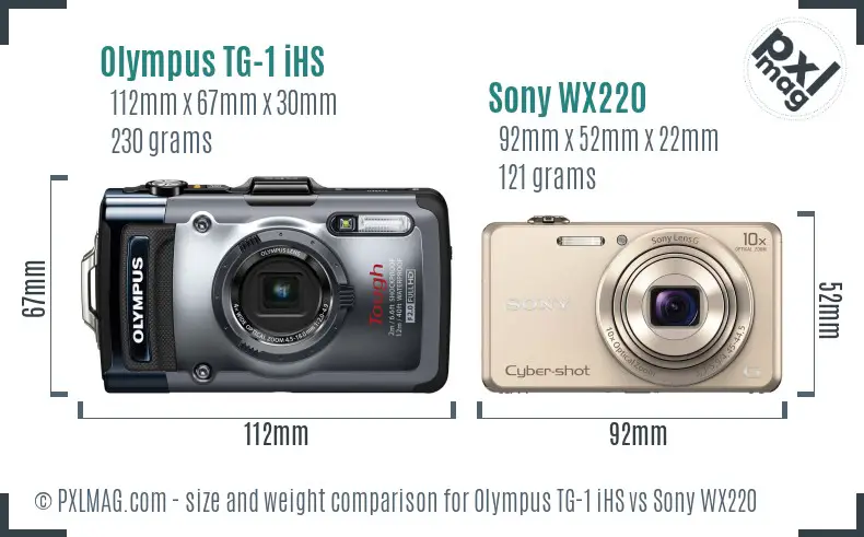 Olympus TG-1 iHS vs Sony WX220 size comparison