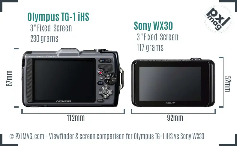 Olympus TG-1 iHS vs Sony WX30 Screen and Viewfinder comparison