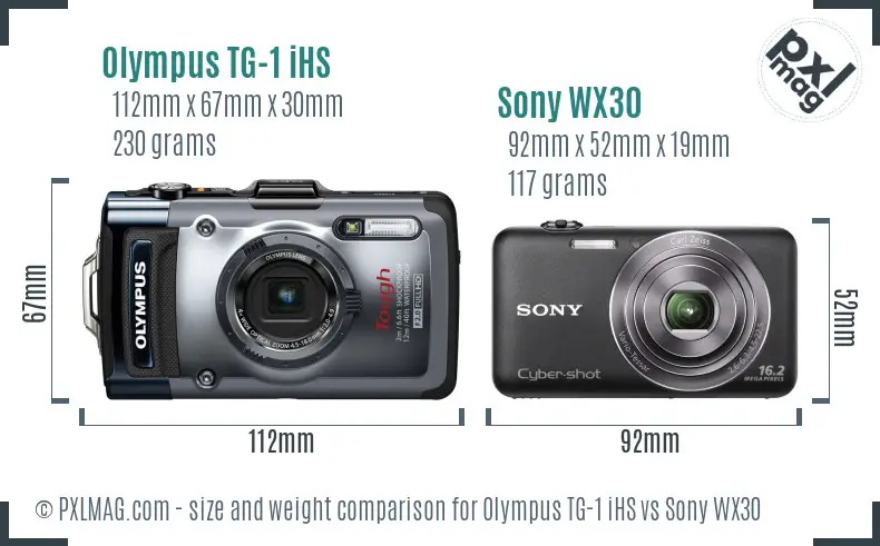 Olympus TG-1 iHS vs Sony WX30 size comparison