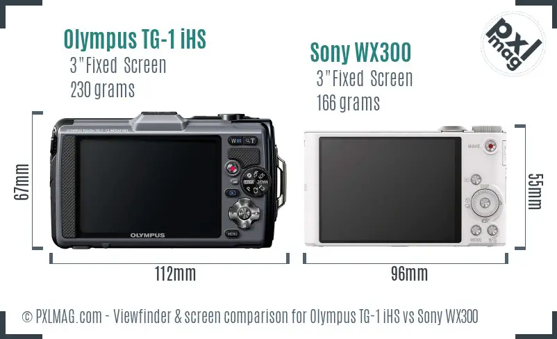 Olympus TG-1 iHS vs Sony WX300 Screen and Viewfinder comparison