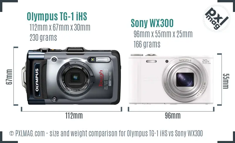 Olympus TG-1 iHS vs Sony WX300 size comparison