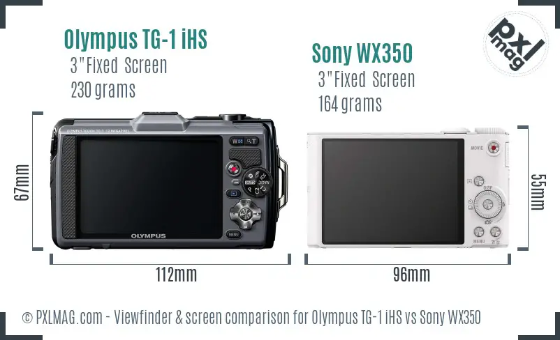 Olympus TG-1 iHS vs Sony WX350 Screen and Viewfinder comparison