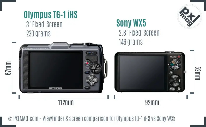 Olympus TG-1 iHS vs Sony WX5 Screen and Viewfinder comparison