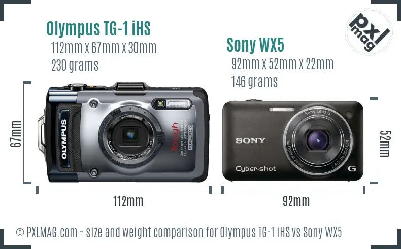Olympus TG-1 iHS vs Sony WX5 size comparison