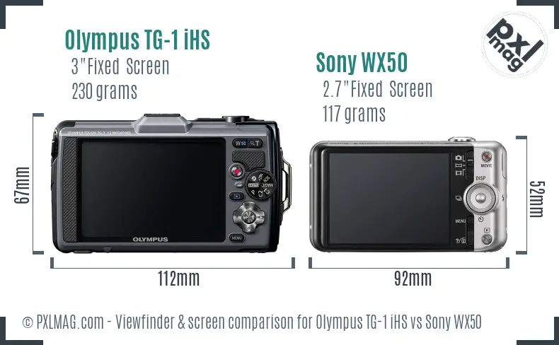 Olympus TG-1 iHS vs Sony WX50 Screen and Viewfinder comparison