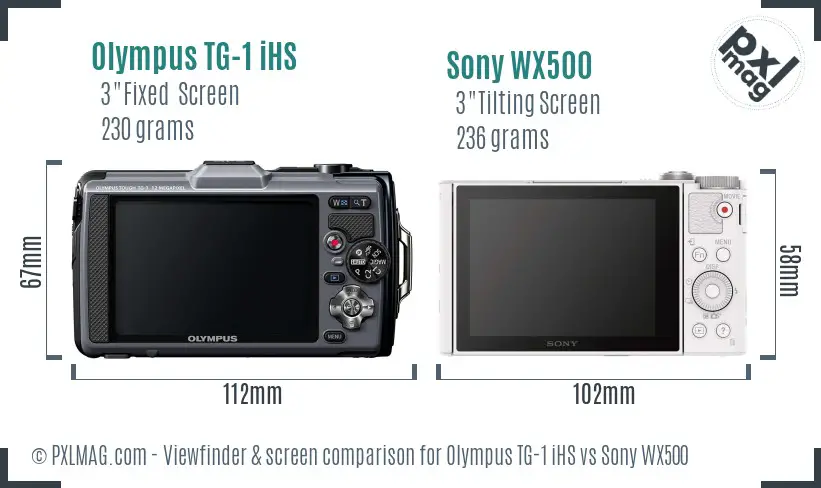 Olympus TG-1 iHS vs Sony WX500 Screen and Viewfinder comparison