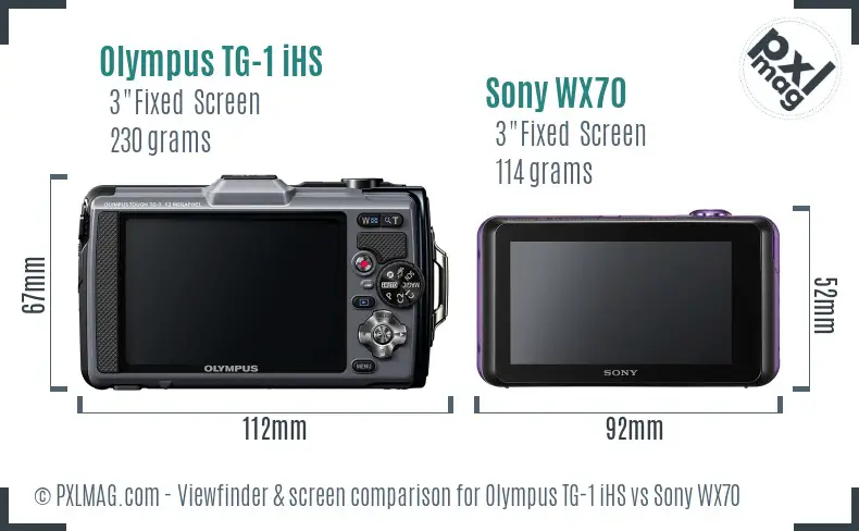 Olympus TG-1 iHS vs Sony WX70 Screen and Viewfinder comparison