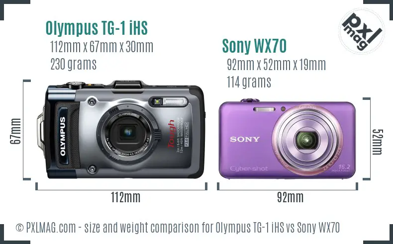 Olympus TG-1 iHS vs Sony WX70 size comparison