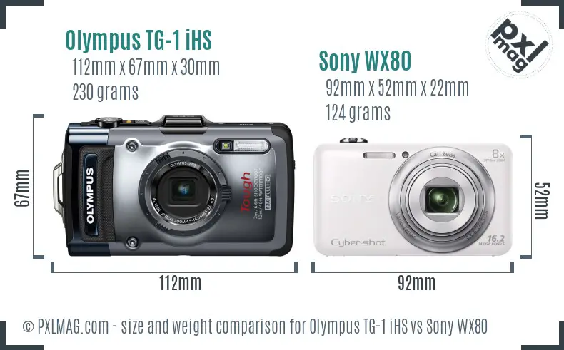 Olympus TG-1 iHS vs Sony WX80 size comparison
