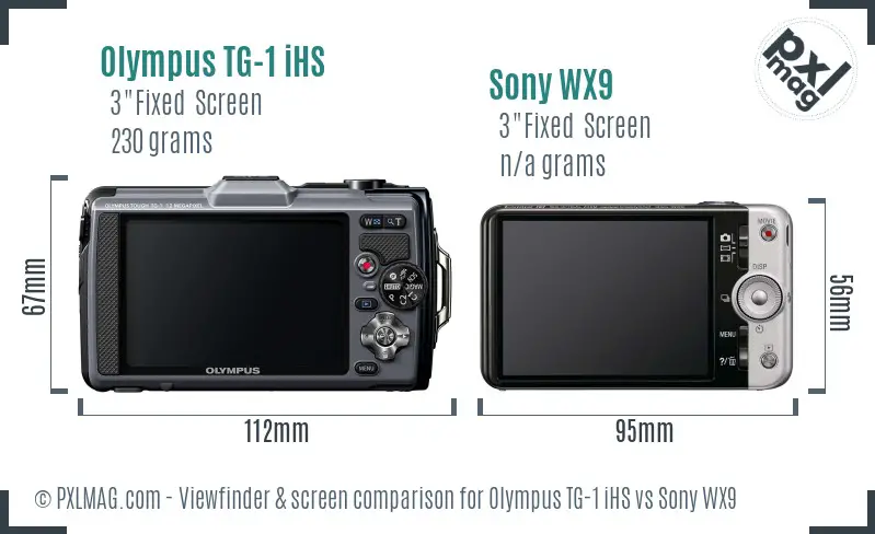 Olympus TG-1 iHS vs Sony WX9 Screen and Viewfinder comparison
