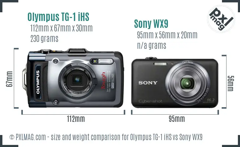 Olympus TG-1 iHS vs Sony WX9 size comparison