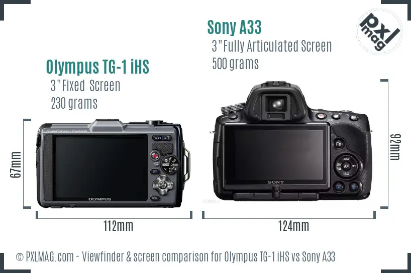 Olympus TG-1 iHS vs Sony A33 Screen and Viewfinder comparison