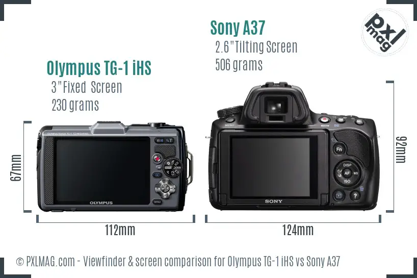 Olympus TG-1 iHS vs Sony A37 Screen and Viewfinder comparison