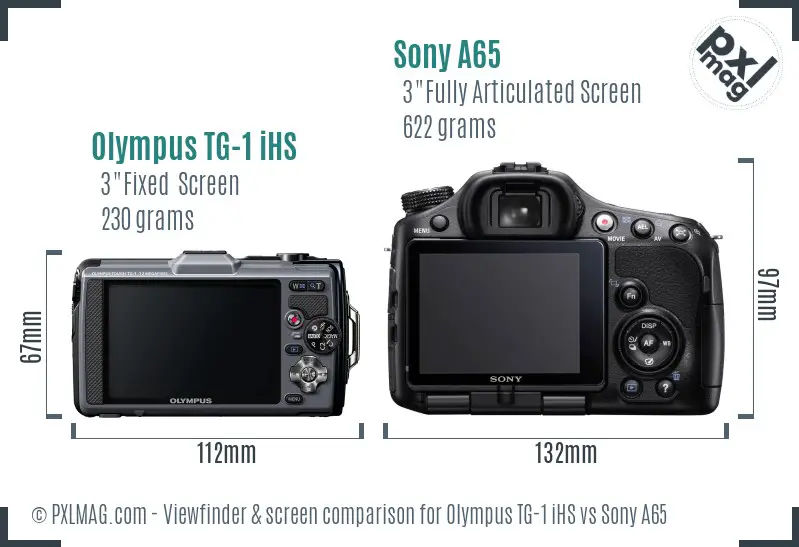 Olympus TG-1 iHS vs Sony A65 Screen and Viewfinder comparison