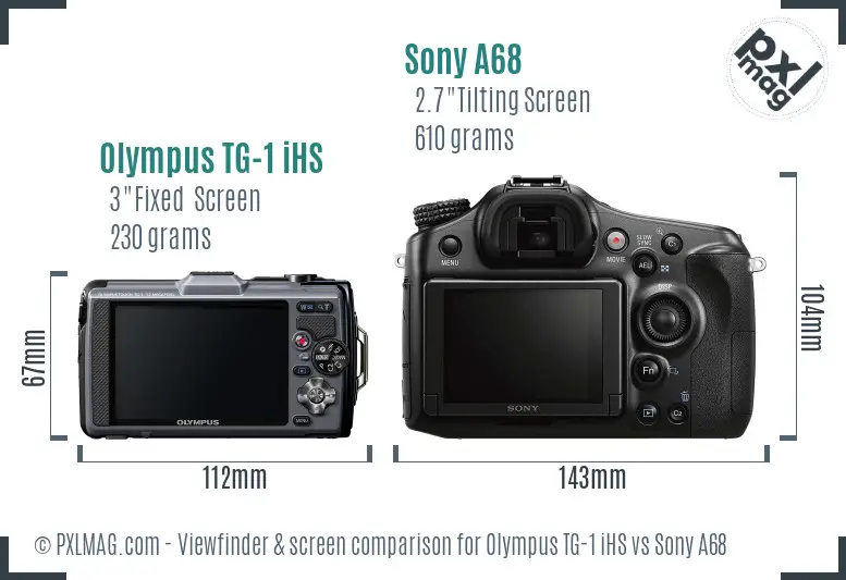 Olympus TG-1 iHS vs Sony A68 Screen and Viewfinder comparison