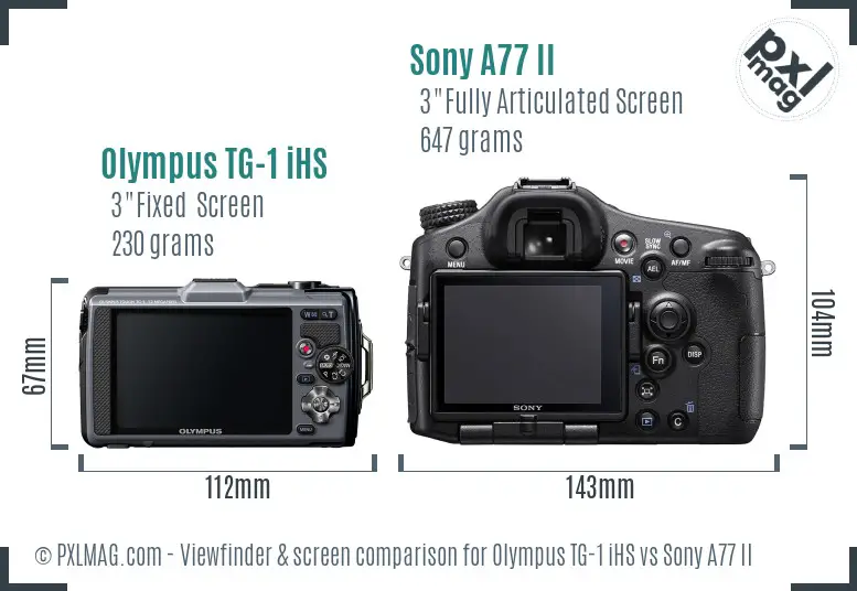 Olympus TG-1 iHS vs Sony A77 II Screen and Viewfinder comparison