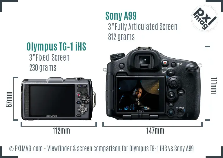 Olympus TG-1 iHS vs Sony A99 Screen and Viewfinder comparison