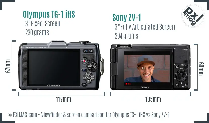 Olympus TG-1 iHS vs Sony ZV-1 Screen and Viewfinder comparison