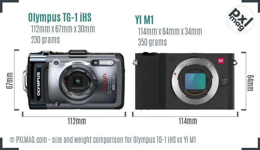 Olympus TG-1 iHS vs YI M1 size comparison