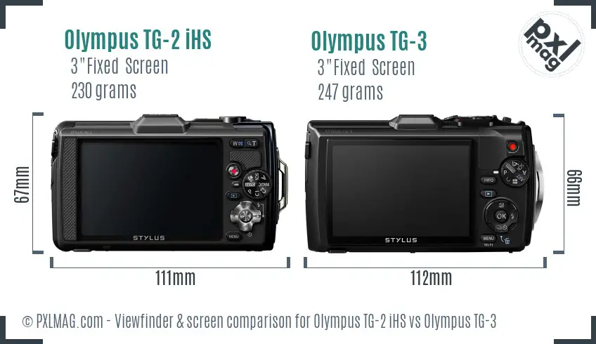 Olympus TG-2 iHS vs Olympus TG-3 Screen and Viewfinder comparison