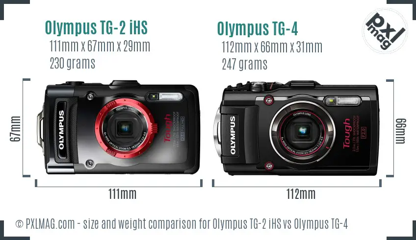 Olympus TG-2 iHS vs Olympus TG-4 size comparison