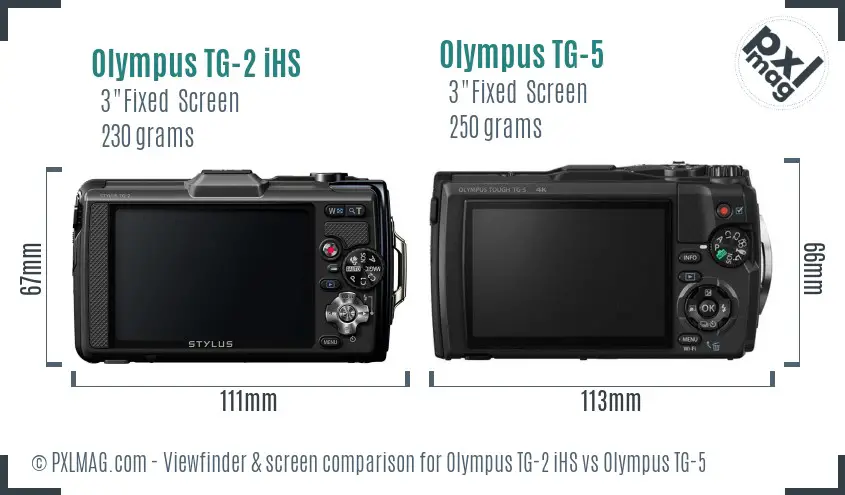 Olympus TG-2 iHS vs Olympus TG-5 Screen and Viewfinder comparison