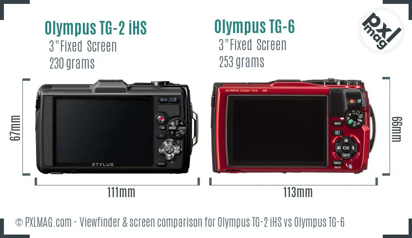Olympus TG-2 iHS vs Olympus TG-6 Screen and Viewfinder comparison