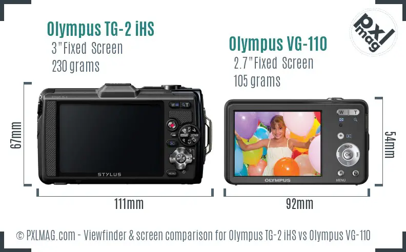Olympus TG-2 iHS vs Olympus VG-110 Screen and Viewfinder comparison