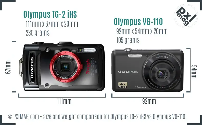 Olympus TG-2 iHS vs Olympus VG-110 size comparison