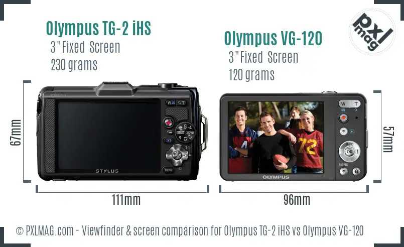 Olympus TG-2 iHS vs Olympus VG-120 Screen and Viewfinder comparison