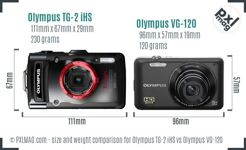 Olympus TG-2 iHS vs Olympus VG-120 size comparison