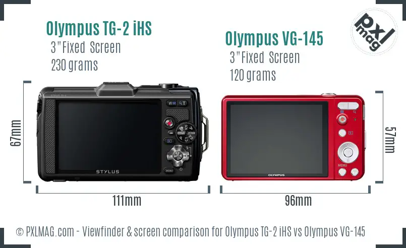 Olympus TG-2 iHS vs Olympus VG-145 Screen and Viewfinder comparison