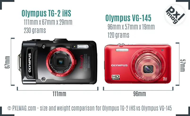 Olympus TG-2 iHS vs Olympus VG-145 size comparison