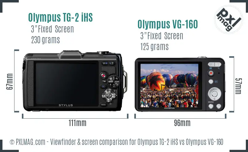 Olympus TG-2 iHS vs Olympus VG-160 Screen and Viewfinder comparison