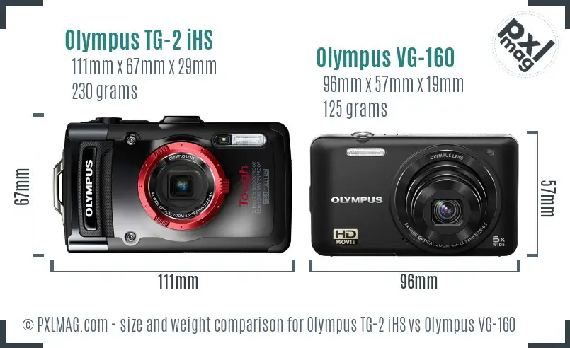 Olympus TG-2 iHS vs Olympus VG-160 size comparison