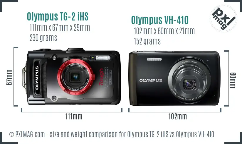 Olympus TG-2 iHS vs Olympus VH-410 size comparison