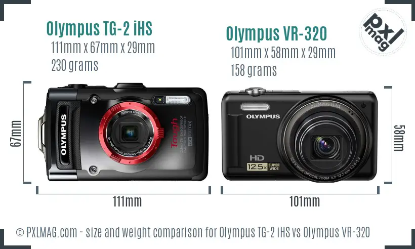 Olympus TG-2 iHS vs Olympus VR-320 size comparison