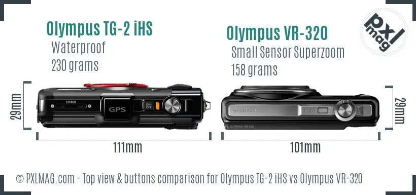 Olympus TG-2 iHS vs Olympus VR-320 top view buttons comparison