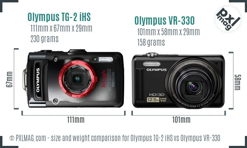 Olympus TG-2 iHS vs Olympus VR-330 size comparison