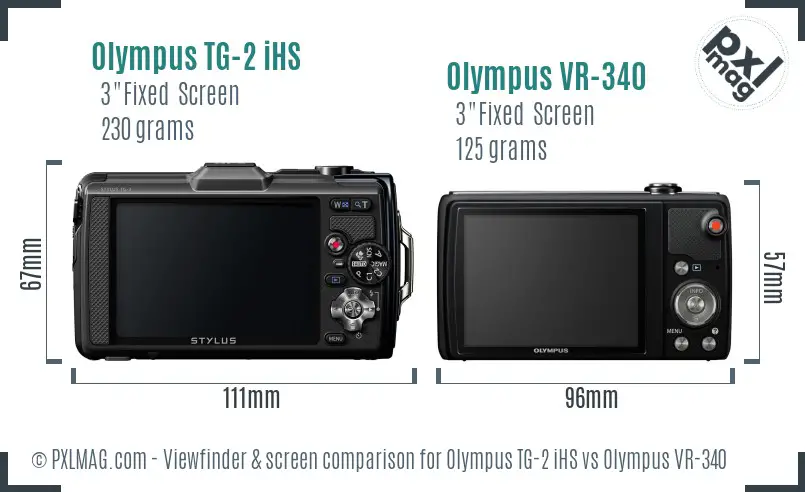 Olympus TG-2 iHS vs Olympus VR-340 Screen and Viewfinder comparison