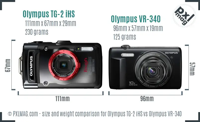 Olympus TG-2 iHS vs Olympus VR-340 size comparison
