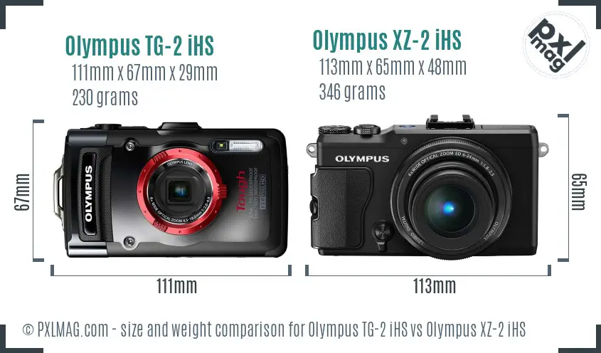Olympus TG-2 iHS vs Olympus XZ-2 iHS size comparison