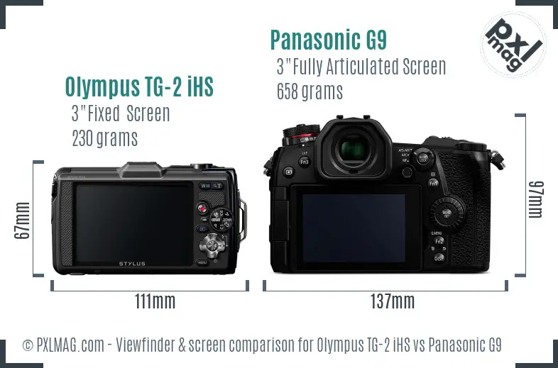 Olympus TG-2 iHS vs Panasonic G9 Screen and Viewfinder comparison